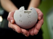 Image of 2 hands holding a globe symbolizing the wikipedia icon