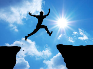 Man jump through the gap.